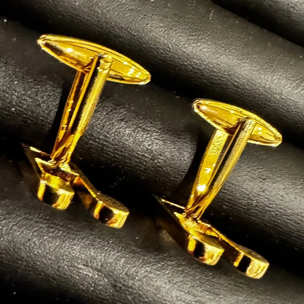 Vintage Gold Tone Cufflinks Musical Eighth Note Music Song Band Jazz Tux Classic